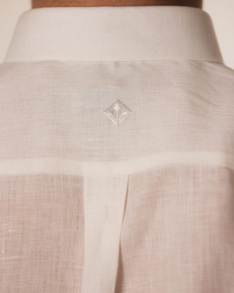 Men's Point-Collar Linen Shirt ‚ Cream